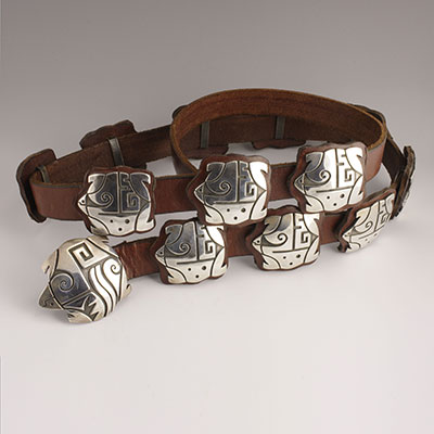 Tammy Garcia Sterling Silver and Leather Concho Belt