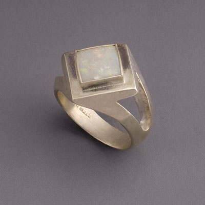 square gemstone silver ring