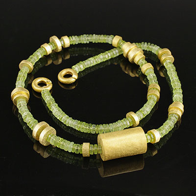 Peridot and Vermeil bead necklace