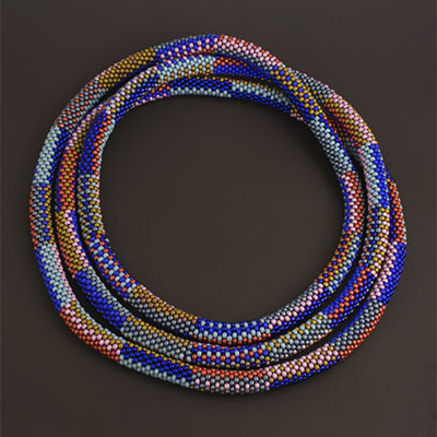 Peacock Bead Crochet rope Necklace by Felhandler Steeneken