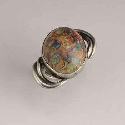 Carmen Beckmann Saturn Sterling Silver and Matrix Boulder Opal Ringg