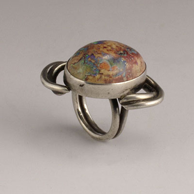 Carmen Beckmann Saturn Sterling Silver and Matrix Boulder Opal Ring