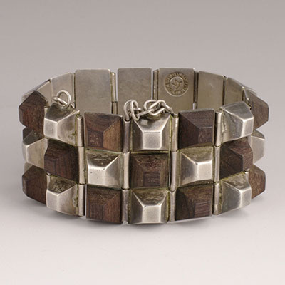 Spratling silver & rosewood pyramids bracelet - for sale