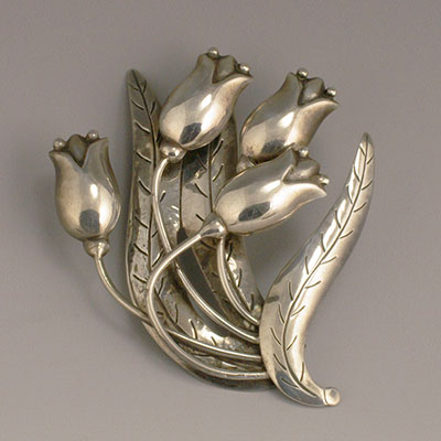 Hector Aguilar large Silver Tulips Pin