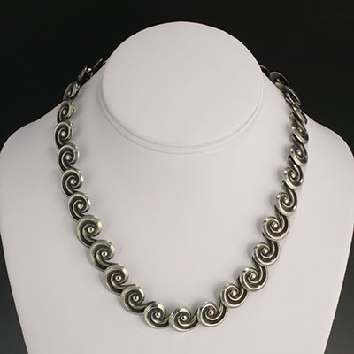 Los Castillo Sterling Silver "Scrolls" Choker Necklace