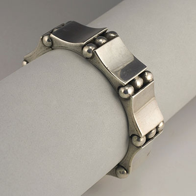 Hector Aguilar Sterling Silver Book and Bead Bracelet