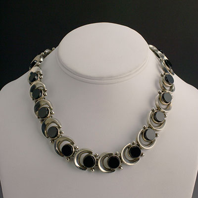 Antonio bracelet silver and black onyx necklace