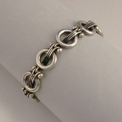 Hector Aguilar Sterling Silver Lyre links Bracelet