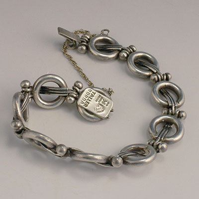 Hector Aguilar sterling silver Lyre links bracelet