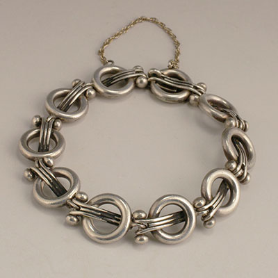 Hector Aguilar sterling silver Lyre bracelet