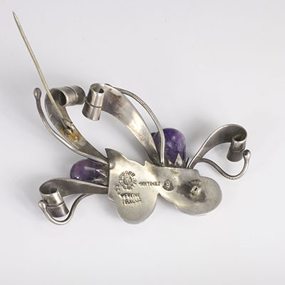 Felipe Martinez Piedra y Plata Sterling Silver and Amethyst Cornucopia Pin