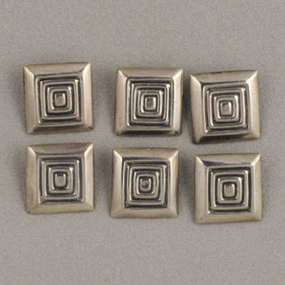 Margot de Taxco 6 Sterling Silver square buttons with geometric motif
