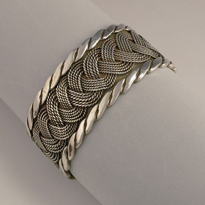 Vintage Mexican Silver jewelry Hector Aguilar Silver Braid Cuff