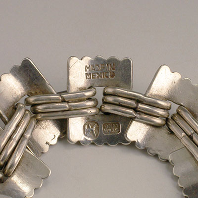 Het Westen Vintage Hector Aguilar Sterling Silver Ornamental Squares Bracelet Vintage Midcentury Modern Mexican Silver Jewelry