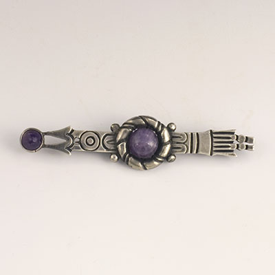 William Spratling Silver and Amethyst Arrow Pin - for sale