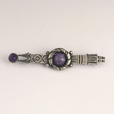 William Spratling silver and amethyst arrow pin