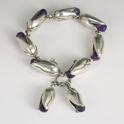 Antonio Pineda Tono corn ear silver and amethyst bracelet