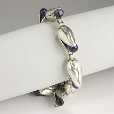 Antonio Pineda Tono silver corn ear and amethyst bracelet