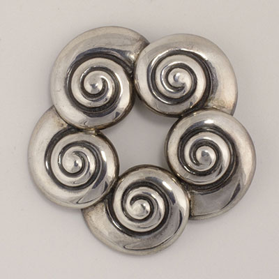 Margot de Taxco Sterling Silver Shells pin