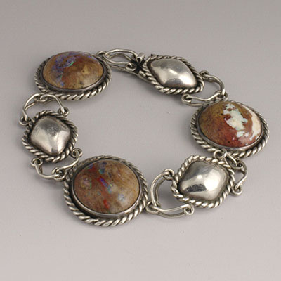 Carmen Beckmann Silver and Opal Matrix Cabochons Bracelet