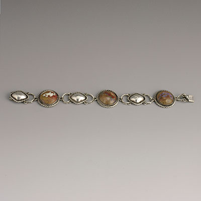 Carmen Beckmann Silver and Opal Matrix Cabochons Bracelet