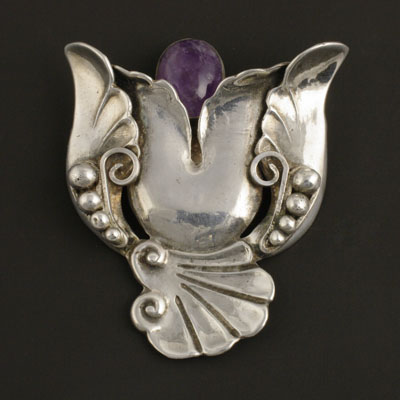 Los Castillo silver and amethyst pin