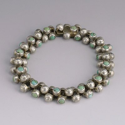 William Spratling Silver and turquoise Caviar bracelet