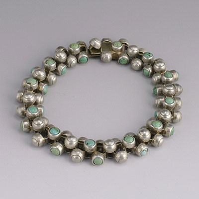 William Spratling Silver and Turquoise Caviar Bracelet